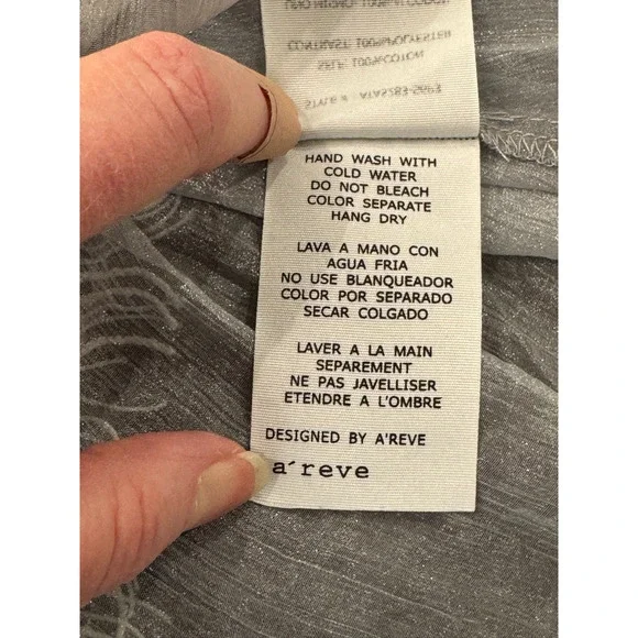 A'Reve Women's Tank Top Sz L Sliver White Sheer Lace Fairy Grunge BOHO - Picture 8 of 11